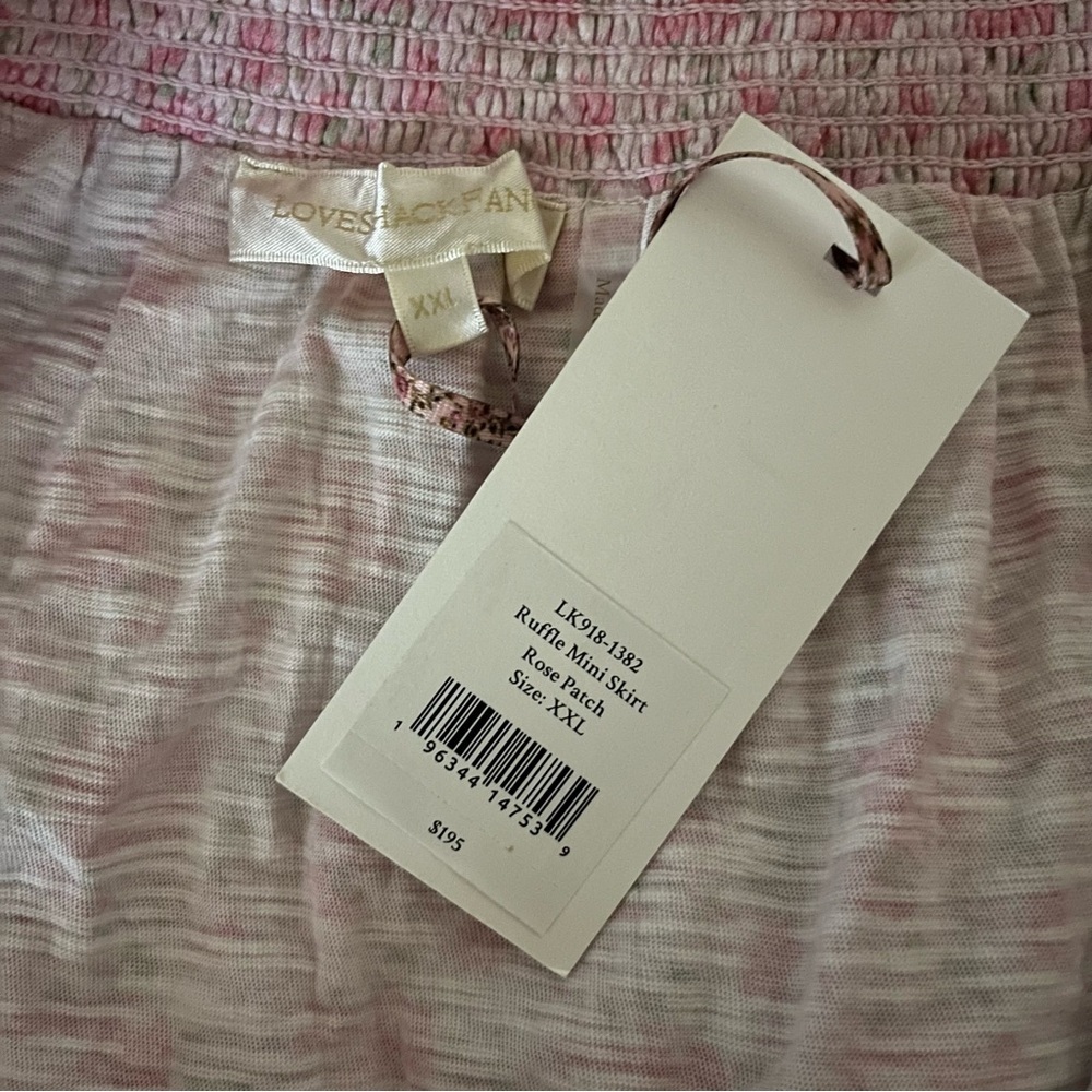 NWT LoveShackFancy Ruffle Mini Skirt Rose Patch - Picture 13 of 13